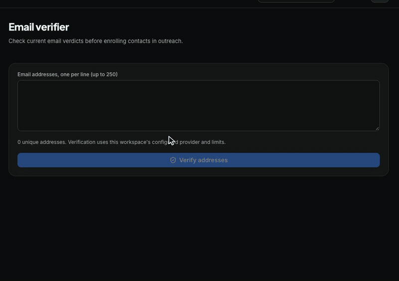 Sendsets Email verifier screen